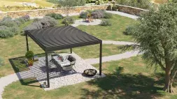 De Brustor B160XL Terrasoverkapping met lamellendak werd ontworpen in de geprezen Brustor look en feel