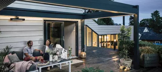 B300 Terrasoverkapping antraciet led verlichting